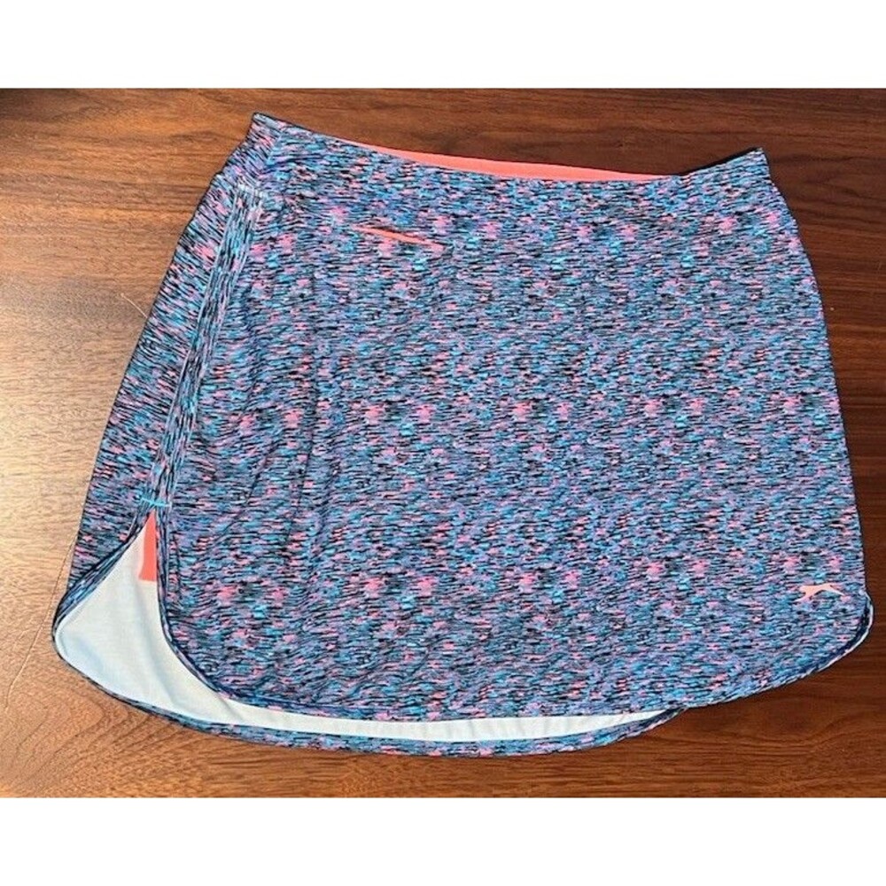 Slazenger 13” Golf/Tennis/Pickleball Skort Sz Small Blue/Multicolor/Neon Coral